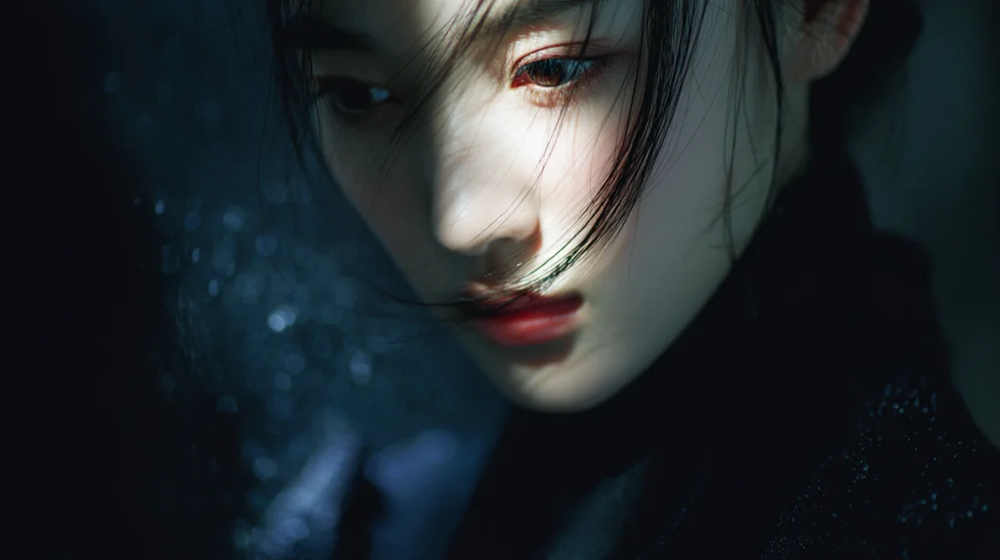 冷色光线中的人物侧脸