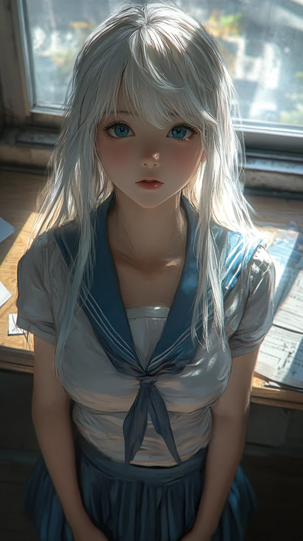 窗边的浅发动画人物